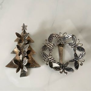 SET of 2 Silver-plated Scarf Clips by Emilia Castillo